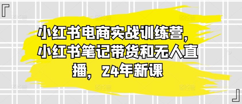 小红书电商实战训练营，小红书笔记带货和无人直播，24年新课-蓝天项目网