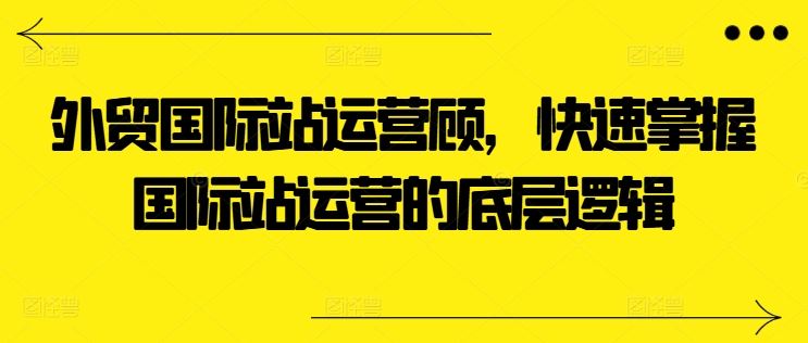 外贸国际站运营顾问，快速掌握国际站运营的底层逻辑-蓝天项目网