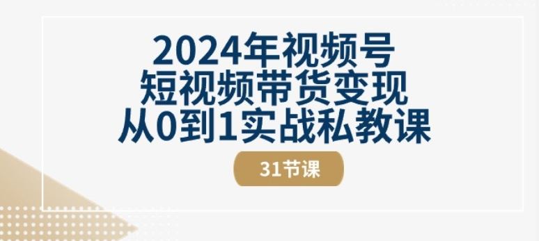 2024年视频号短视频带货变现从0到1实战私教课(31节视频课)-蓝天项目网