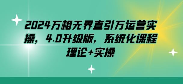 2024万相无界直引万运营实操，4.0升级版，系统化课程 理论+实操-蓝天项目网