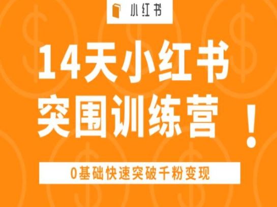 14天小红书突围训练营 ，0基础快速突破千粉变现-蓝天项目网