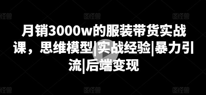 月销3000w的服装带货实战课，思维模型|实战经验|暴力引流|后端变现-蓝天项目网