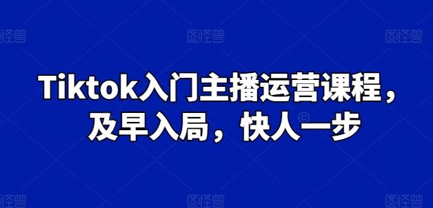 Tiktok入门主播运营课程，及早入局，快人一步-蓝天项目网