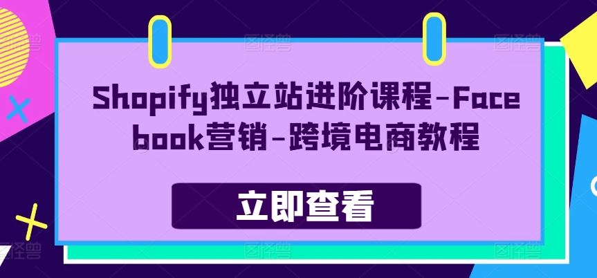 Shopify独立站进阶课程-Facebook营销-跨境电商教程-蓝天项目网