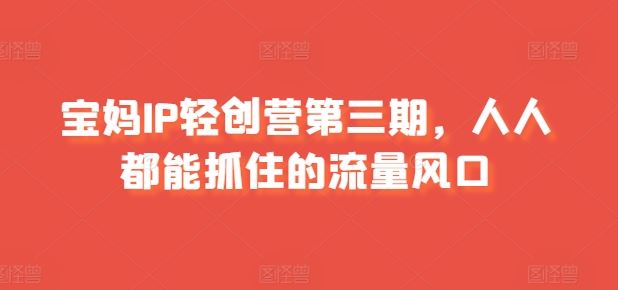 宝妈IP轻创营第三期，人人都能抓住的流量风口-蓝天项目网