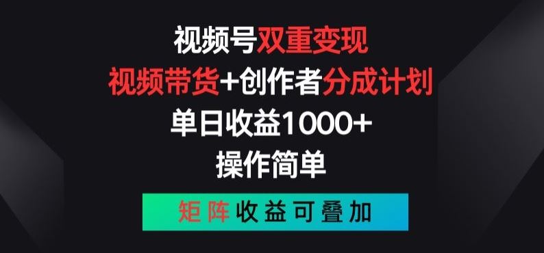 视频号双重变现，视频带货+创作者分成计划 , 操作简单，矩阵收益叠加【揭秘】-蓝天项目网