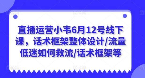 直播运营小韦6月12号线下课，话术框架整体设计/流量低迷如何救流/话术框架等-蓝天项目网