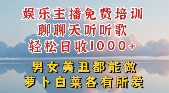 娱乐主播免费培训聊聊天听听歌轻松日收1K+，男女美丑都能做萝卜白菜各有所爱【揭秘】-蓝天项目网