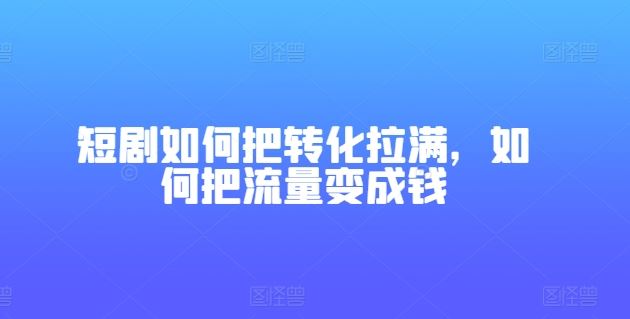 短剧如何把转化拉满，如何把流量变成钱-蓝天项目网