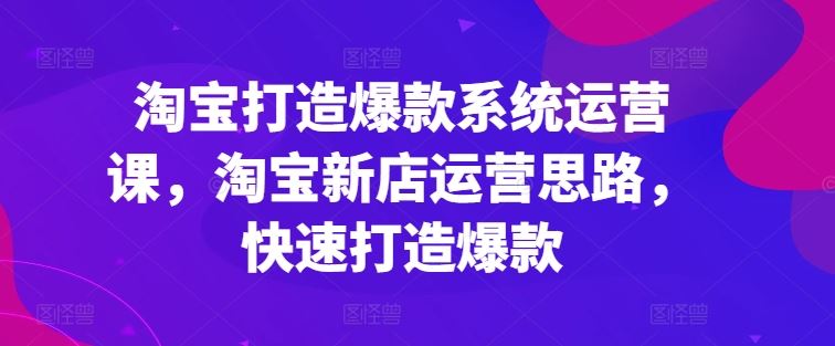 淘宝打造爆款系统运营课，淘宝新店运营思路，快速打造爆款-蓝天项目网