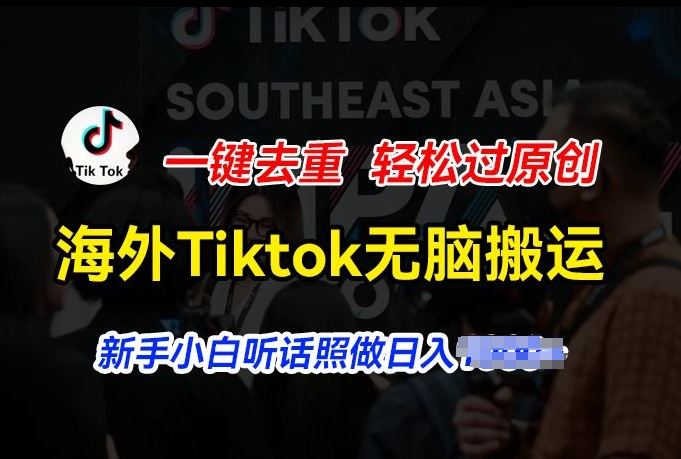 海外Tiktok短视频无脑搬运，一键去重轻松过原创，新手小白听话照做日入几张【揭秘】-蓝天项目网