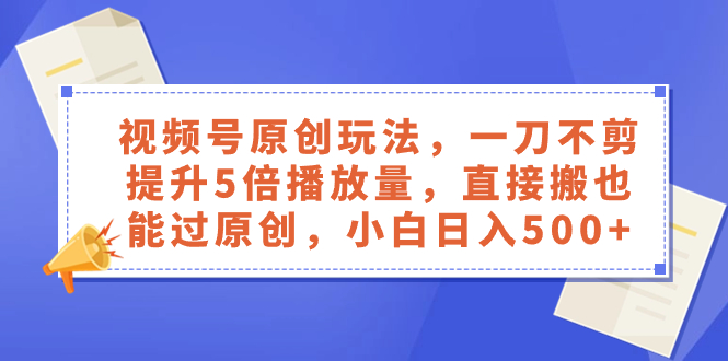 （8286期）视频号原创玩法，一刀不剪提升5倍播放量，直接搬也能过原创，小白日入500+-蓝天项目网