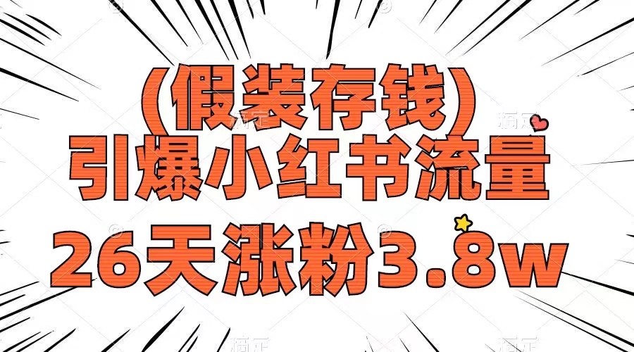 （8217期）假装存钱，引爆小红书流量， 26天涨粉3.8w，作品制作简单，多种变现方式-蓝天项目网