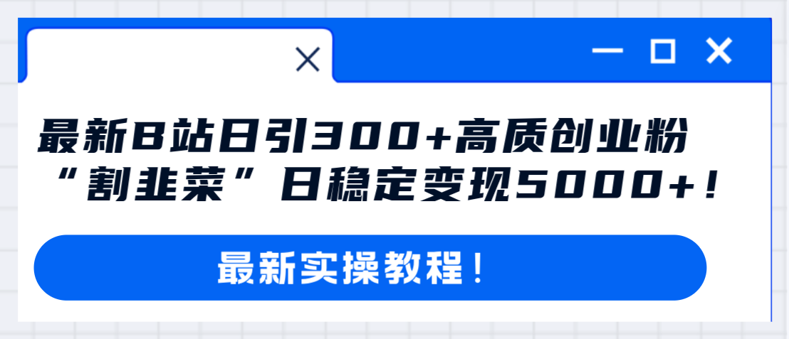 （8216期）最新B站日引300+高质创业粉教程！“割韭菜”日稳定变现5000+！-蓝天项目网