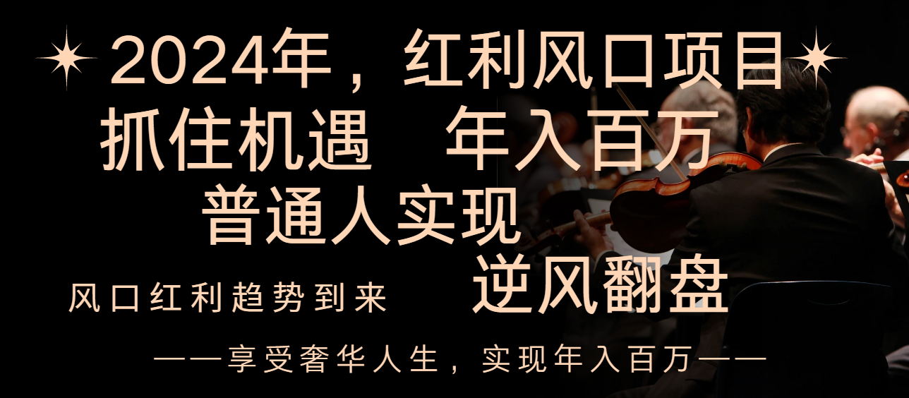 （8418期）2024红利风口项目来袭，享受第一波红利，逆风翻盘普通人也能实现，年入百万-蓝天项目网