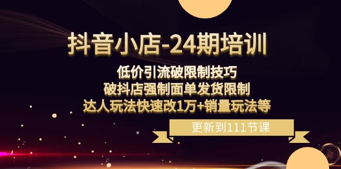 （8394期）抖音小店-24期：低价引流破限制技巧，破抖店强制面单发货限制，达人玩法…-蓝天项目网