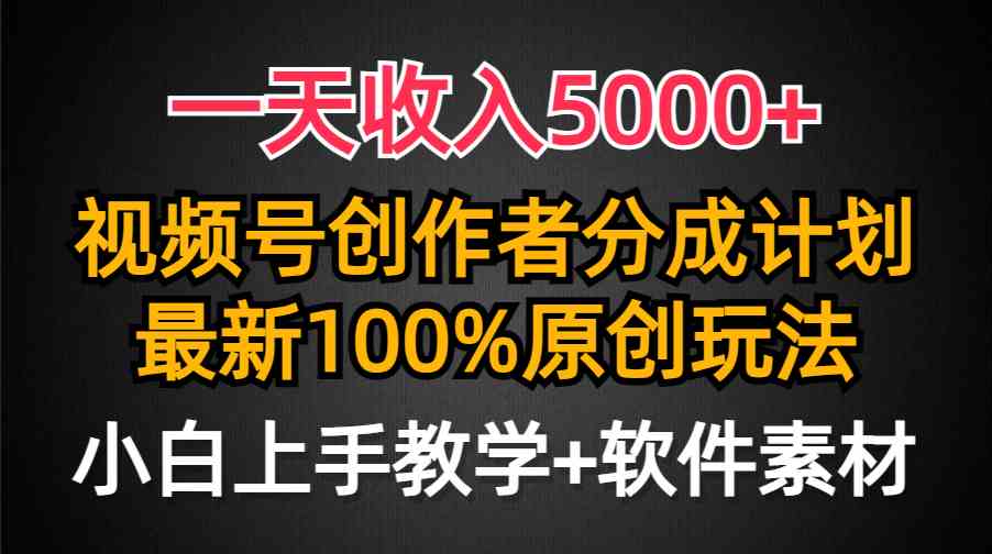 （9599期）一天收入5000+，视频号创作者分成计划，最新100%原创玩法，小白也可以轻…-蓝天项目网