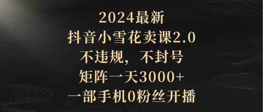 （9639期）2024最新抖音小雪花卖课2.0 不违规 不封号 矩阵一天3000+一部手机0粉丝开播-蓝天项目网