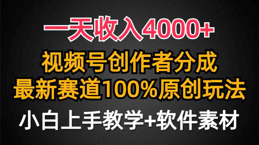 （9694期）一天收入4000+，视频号创作者分成，最新赛道100%原创玩法，小白也可以轻…-蓝天项目网