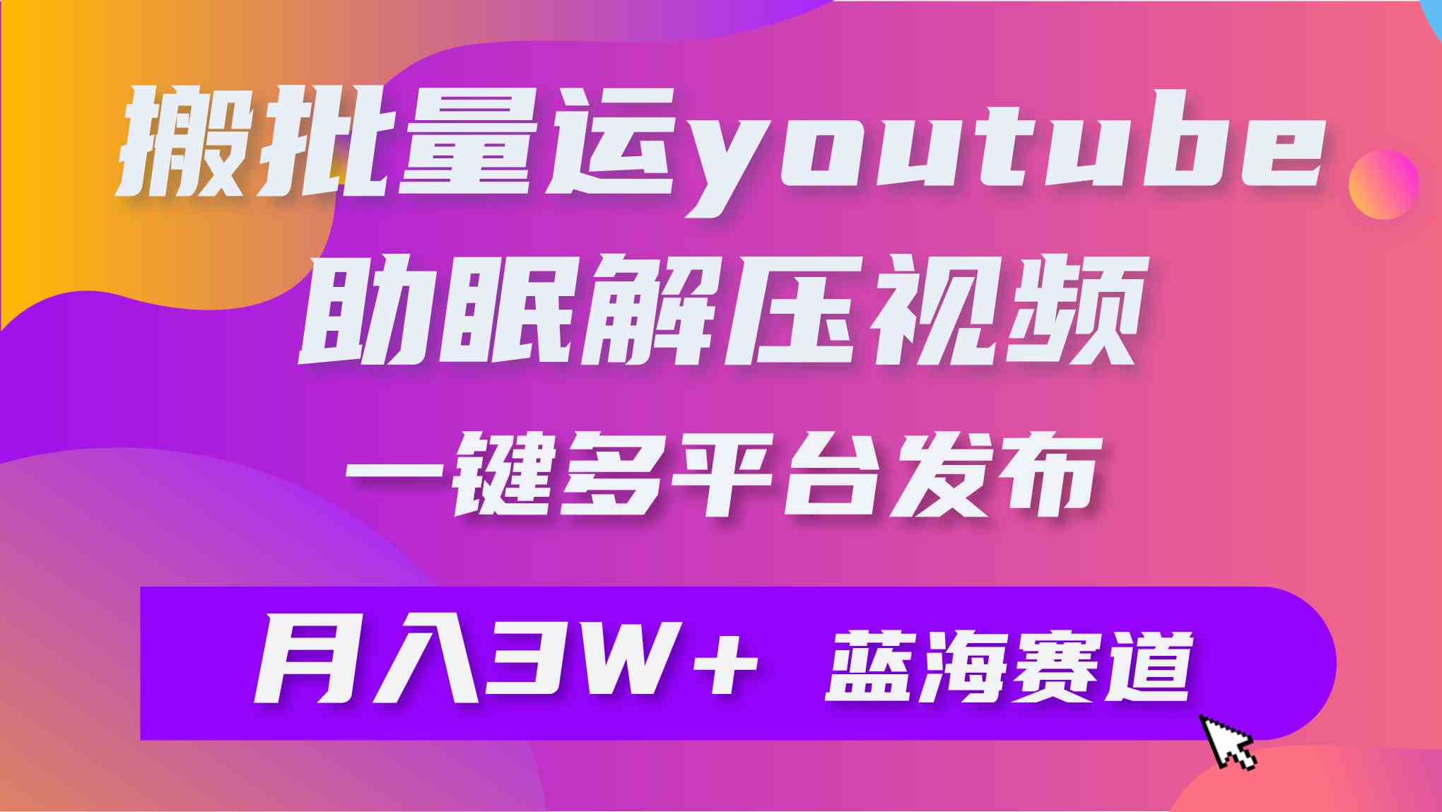 （9727期）批量搬运YouTube解压助眠视频 一键多平台发布 月入2W+-蓝天项目网