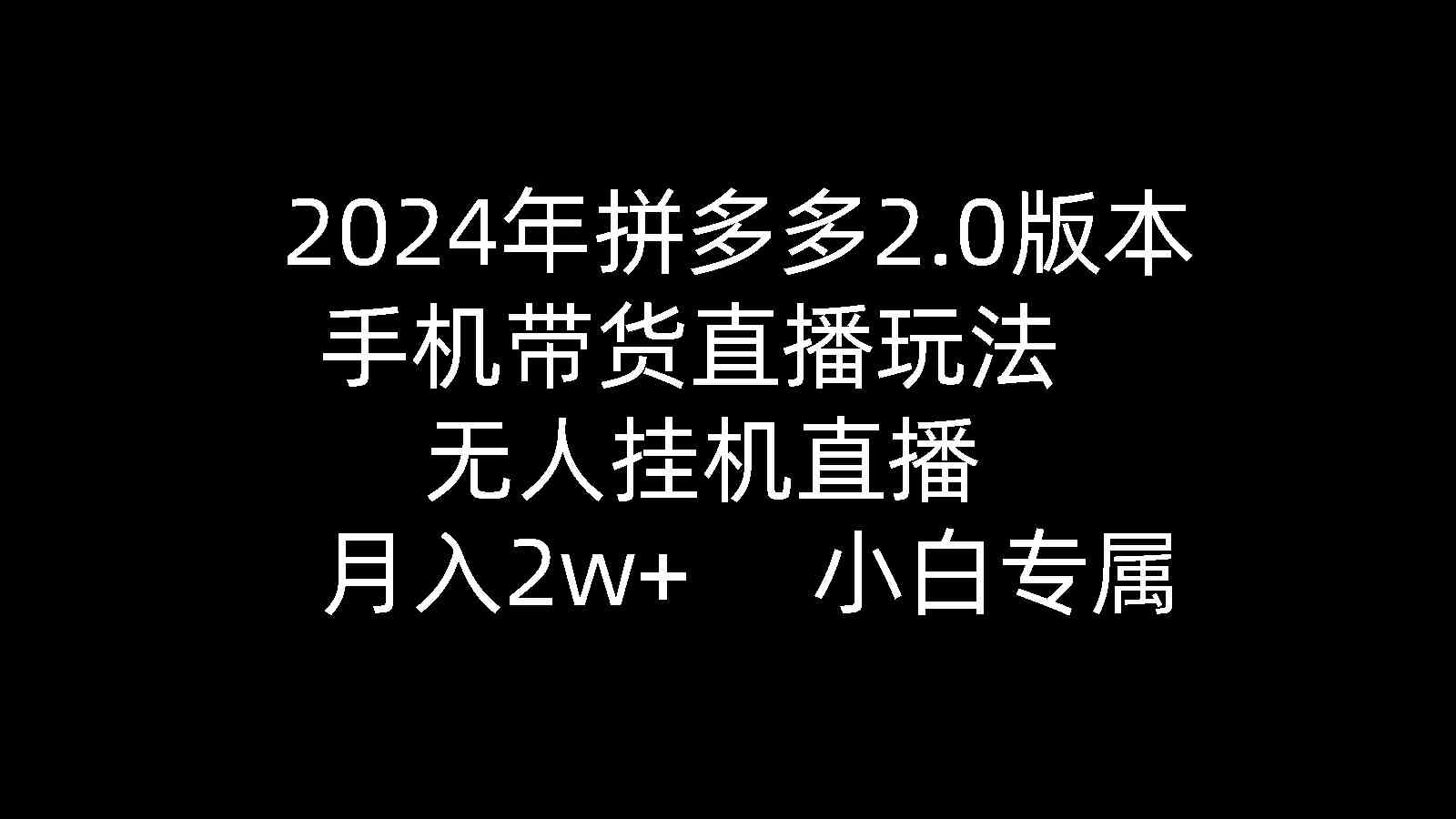 （9768期）2024年拼多多2.0版本，手机带货直播玩法，无人挂机直播， 月入2w+， 小…-蓝天项目网