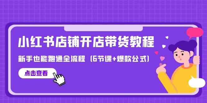 （9883期）最新小红书店铺开店带货教程，新手也能跑通全流程（6节课+爆款公式）-蓝天项目网