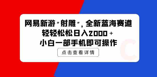 （9936期）网易新游 射雕 全新蓝海赛道，轻松日入2000＋小白一部手机即可操作-蓝天项目网