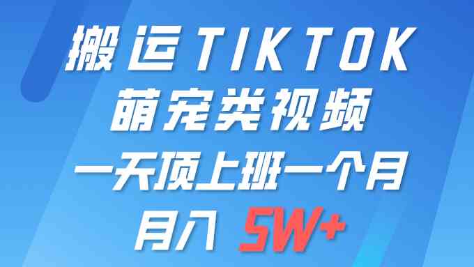 （9931期）一键搬运TIKTOK萌宠类视频 一部手机即可操作 所有平台均可发布 轻松月入5W+-蓝天项目网