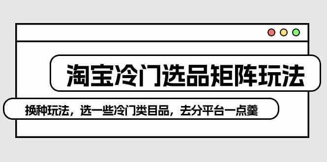 （10159期）淘宝冷门选品矩阵玩法：换种玩法，选一些冷门类目品，去分平台一点羹-蓝天项目网