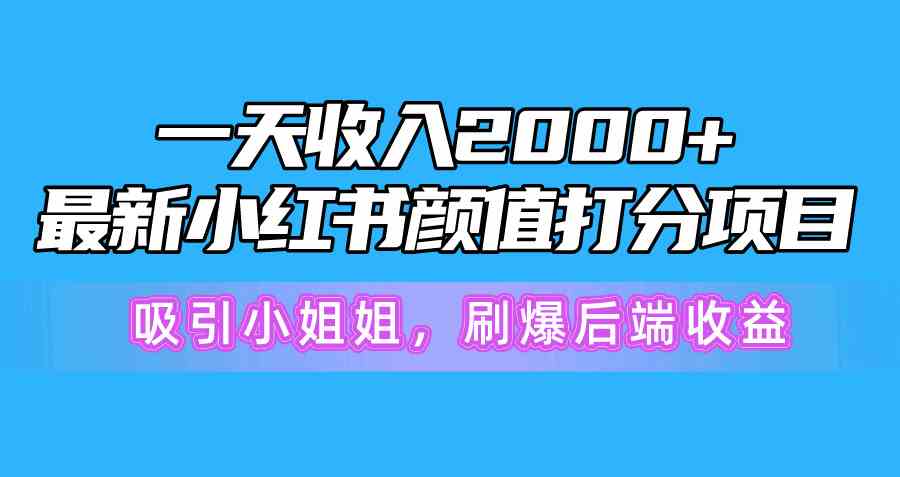 （10187期）一天收入2000+，最新小红书颜值打分项目，吸引小姐姐，刷爆后端收益-蓝天项目网