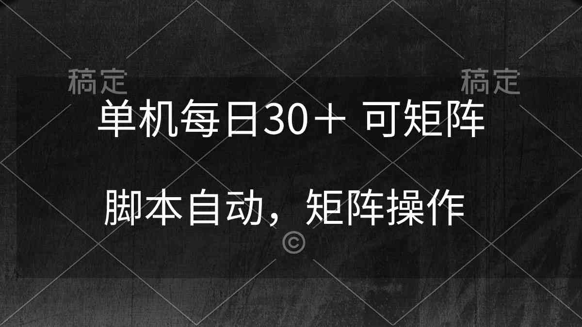 （10100期）单机每日30＋ 可矩阵，脚本自动 稳定躺赚-蓝天项目网