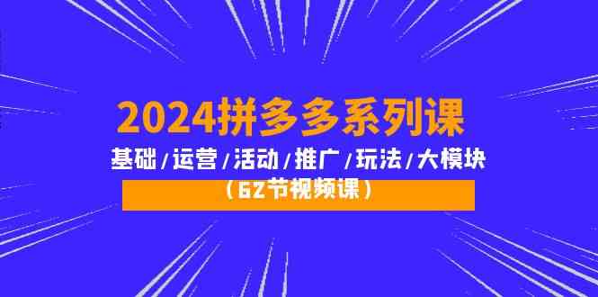 （10019期）2024拼多多系列课：基础/运营/活动/推广/玩法/大模块（62节视频课）-蓝天项目网