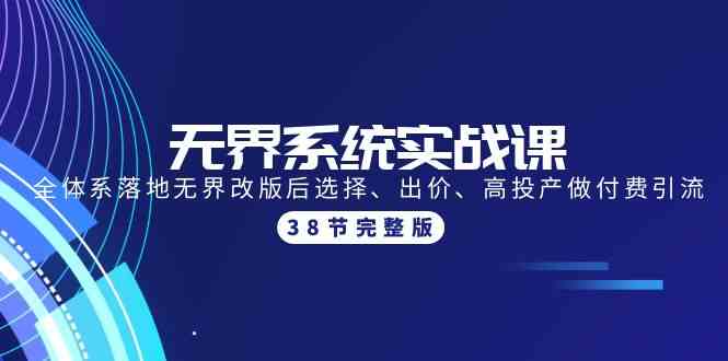 （9992期）无界系统实战课：全体系落地无界改版后选择、出价、高投产做付费引流-38节-蓝天项目网