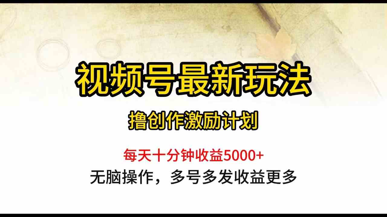 （10087期）视频号最新玩法，每日一小时月入5000+-蓝天项目网