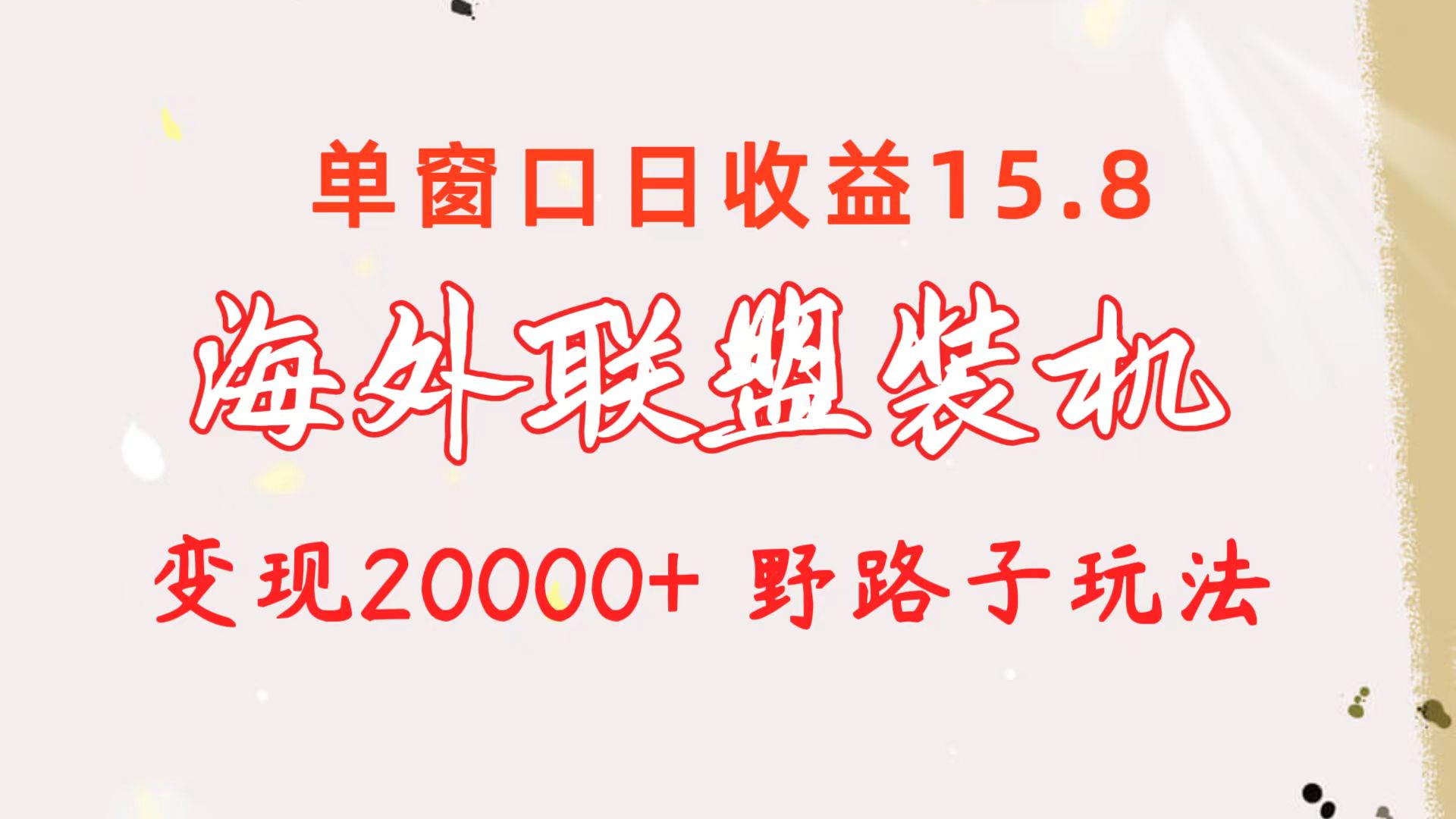 （10475期）海外联盟装机 单窗口日收益15.8  变现20000+ 野路子玩法-蓝天项目网