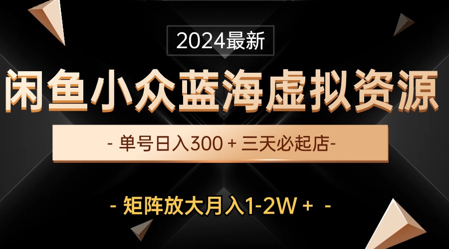 （10336期）最新闲鱼小众蓝海虚拟资源，单号日入300＋，三天必起店，矩阵放大月入1-2W-蓝天项目网