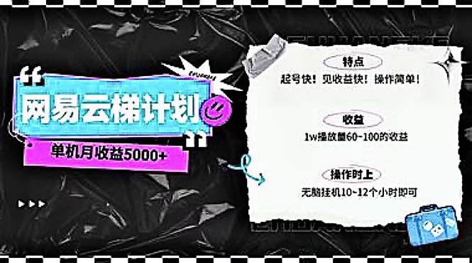 （10389期）2024网易云云梯计划 单机日300+ 无脑月入5000+-蓝天项目网