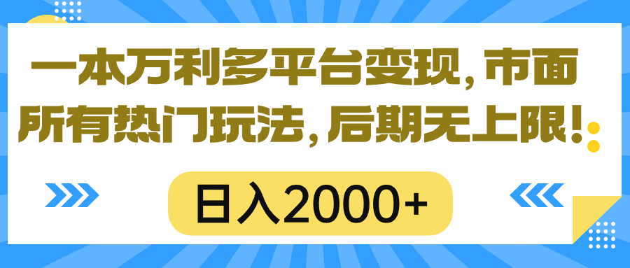 （10311期）一本万利多平台变现，市面所有热门玩法，日入2000+，后期无上限！-蓝天项目网