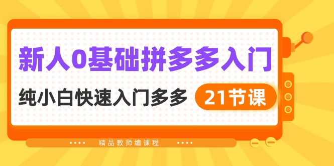 （10299期）新人0基础拼多多入门，​纯小白快速入门多多（21节课）-蓝天项目网