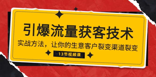 （10276期）《引爆流量 获客技术》实战方法，让你的生意客户裂变渠道裂变（13节）-蓝天项目网