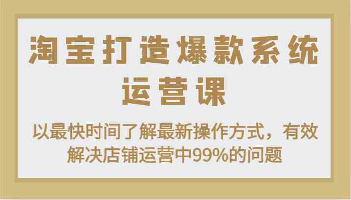 淘宝打造爆款系统运营课：以最快时间了解最新操作方式，有效解决店铺运营中99%的问题-蓝天项目网