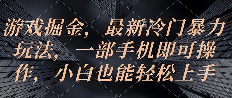 （10689期）游戏掘金，最新冷门暴力玩法，一部手机即可操作，小白也能轻松上手-蓝天项目网