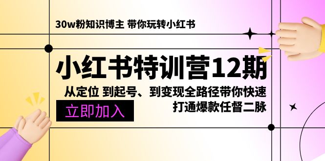 （10666期）小红书特训营12期：从定位 到起号、到变现全路径带你快速打通爆款任督二脉-蓝天项目网