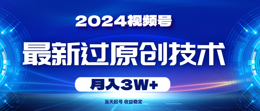 （10704期）2024视频号最新过原创技术，当天起号，收益稳定，月入3W+-蓝天项目网