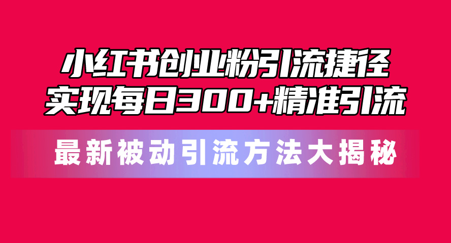 （10692期）小红书创业粉引流捷径！最新被动引流方法大揭秘，实现每日300+精准引流-蓝天项目网