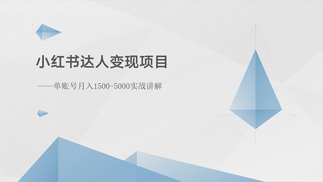 （10720期）小红书达人变现项目：单账号月入1500-3000实战讲解-蓝天项目网