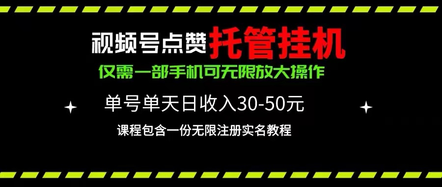 （10644期）视频号点赞托管挂机，单号单天利润30~50，一部手机无限放大（附带无限…-蓝天项目网