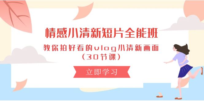 （10567期）情感 小清新短片-全能班，教你拍好看的vlog小清新画面 (30节课)-蓝天项目网