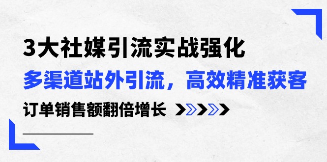 （10563期）3大社媒引流实操强化，多渠道站外引流/高效精准获客/订单销售额翻倍增长-蓝天项目网