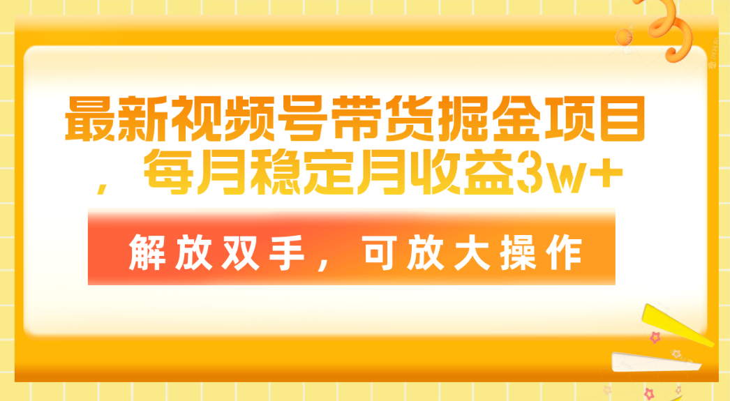 （11010期）最新视频号带货掘金项目，每月稳定月收益3w+，解放双手，可放大操作-蓝天项目网